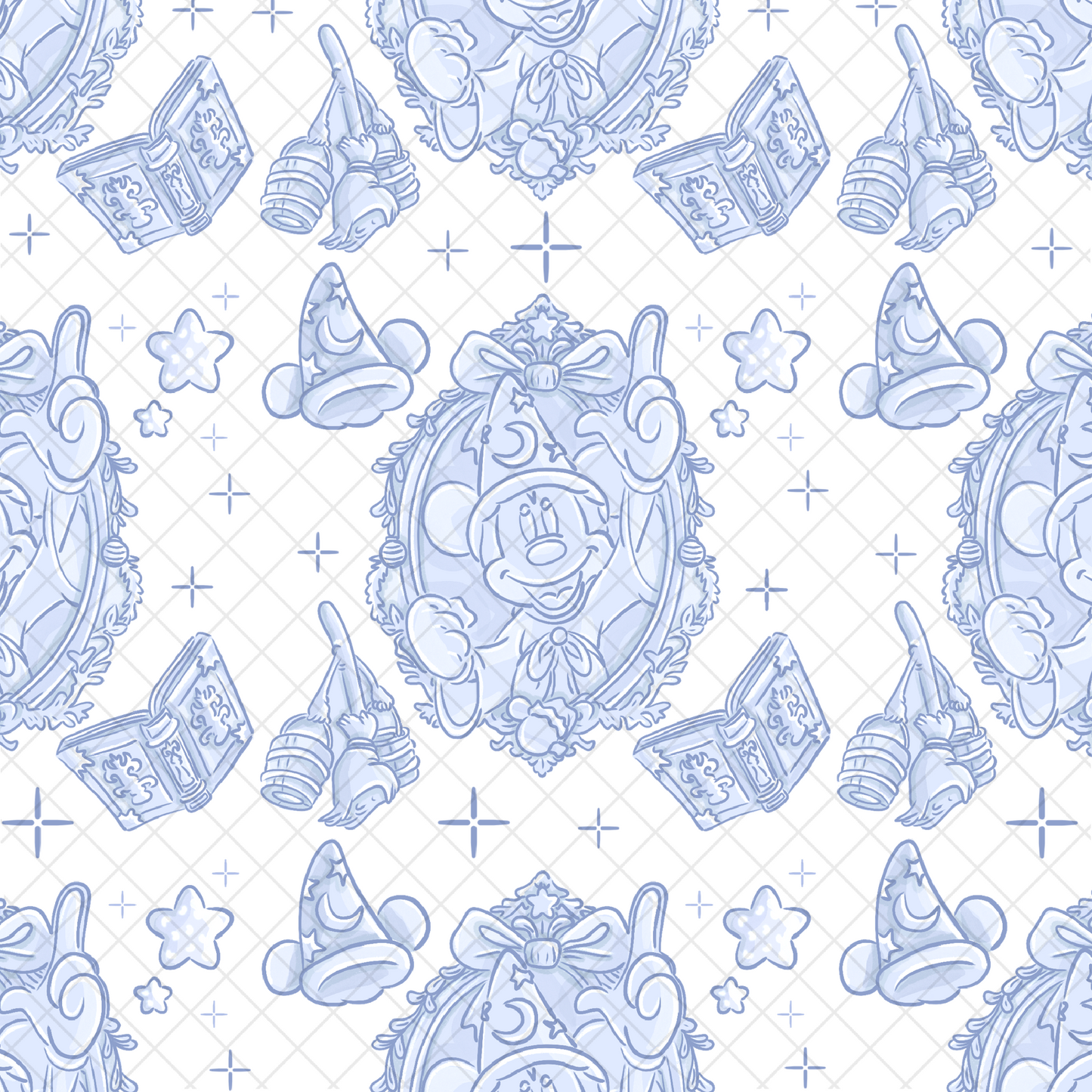 Sorcerer Xmas Blue Seamless Pattern