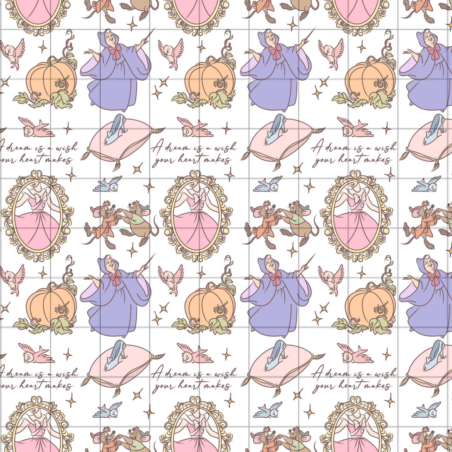 A dream is a wish your heart makes Transparent Seamless Pattern