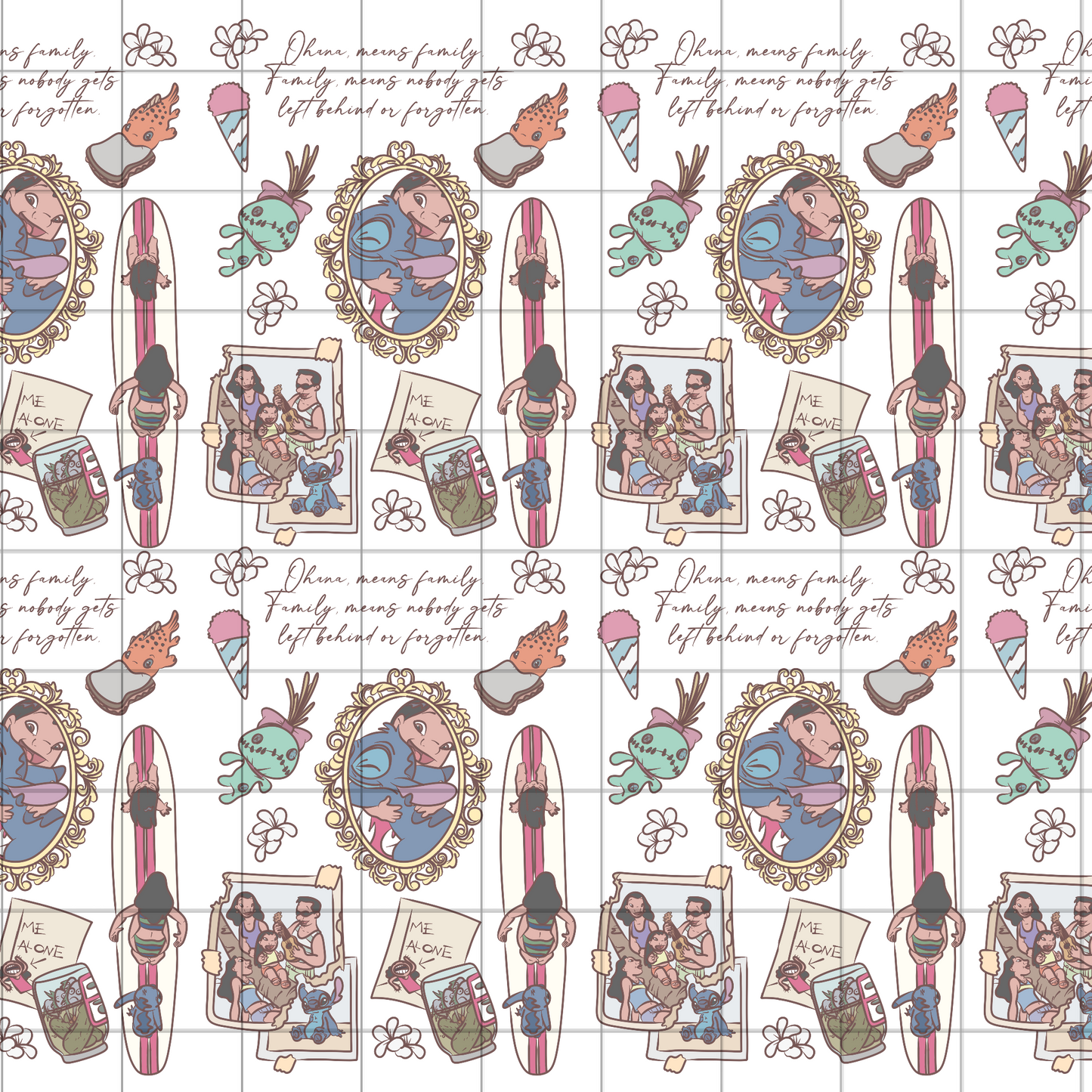 Ohana means family Seamless Pattern