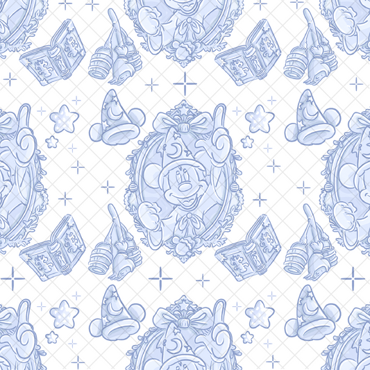 Sorcerer Xmas Blue Seamless Pattern