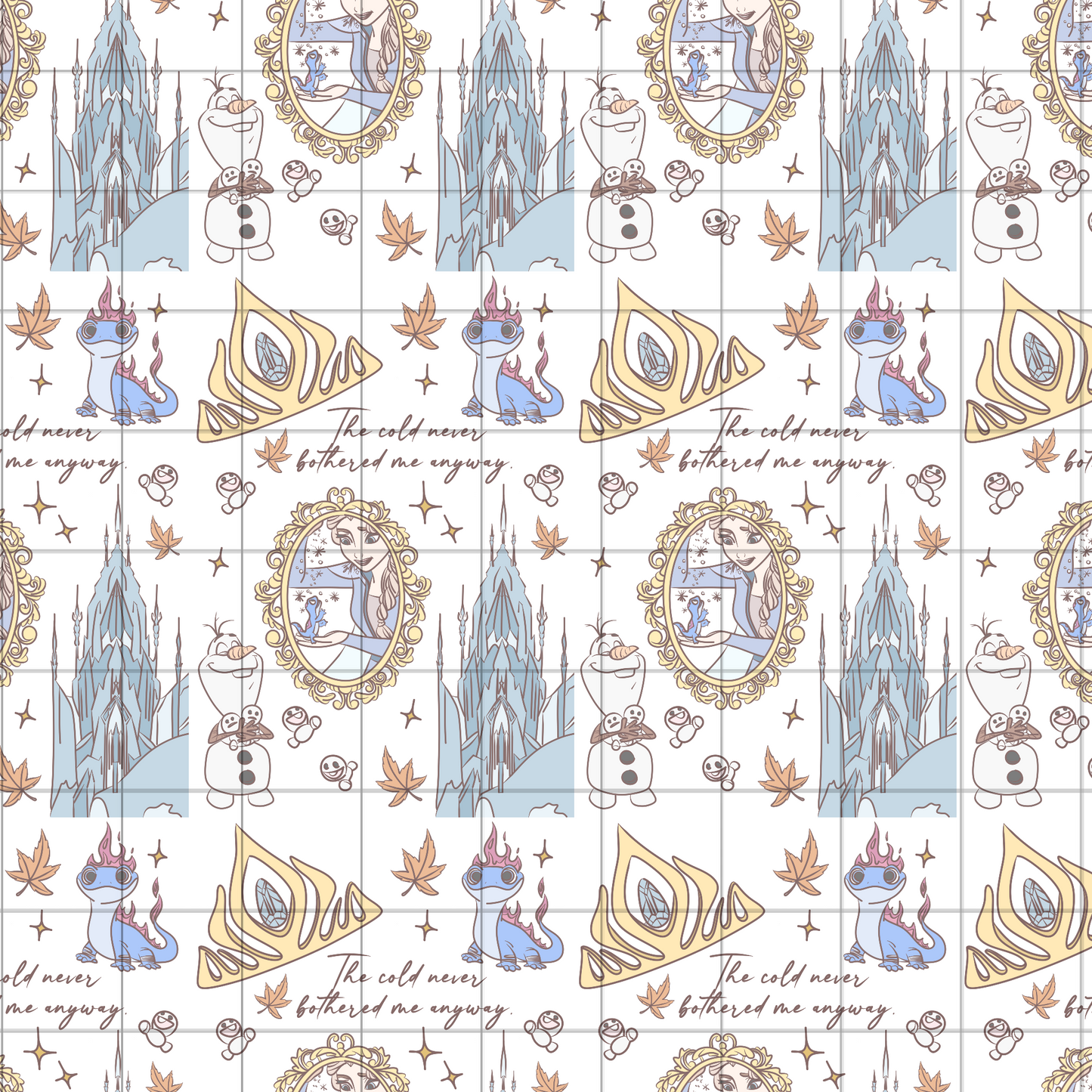 The cold never bothered me anyway Transparent Seamless Pattern