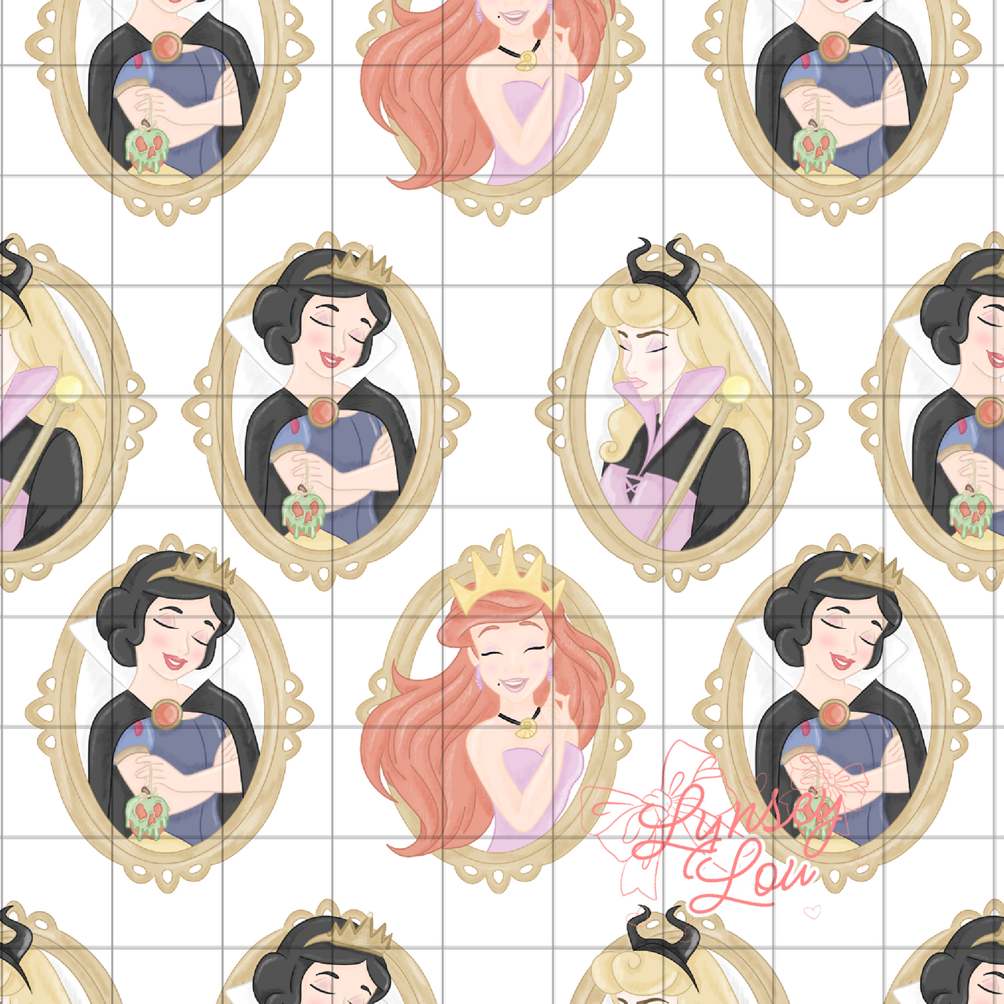 Princess x Villain Transparent Seamless Pattern