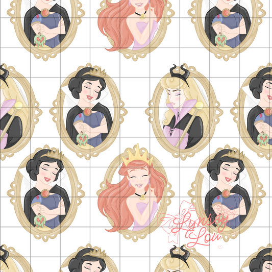 Princess x Villain Transparent Seamless Pattern