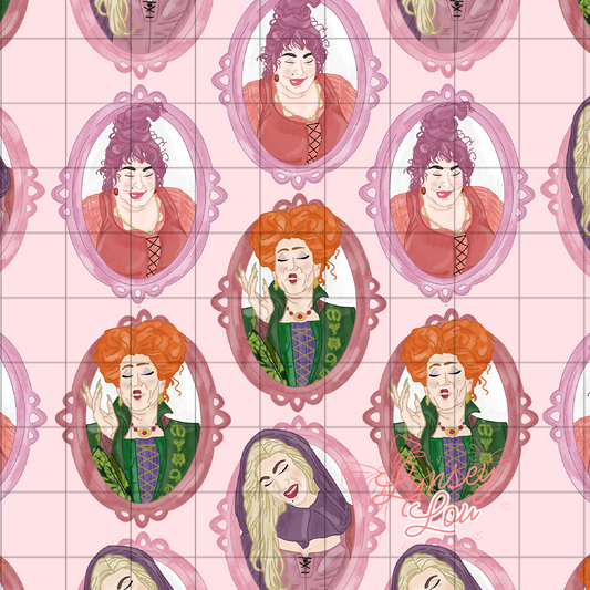 Sanderson Sisters Pink Seamless Pattern