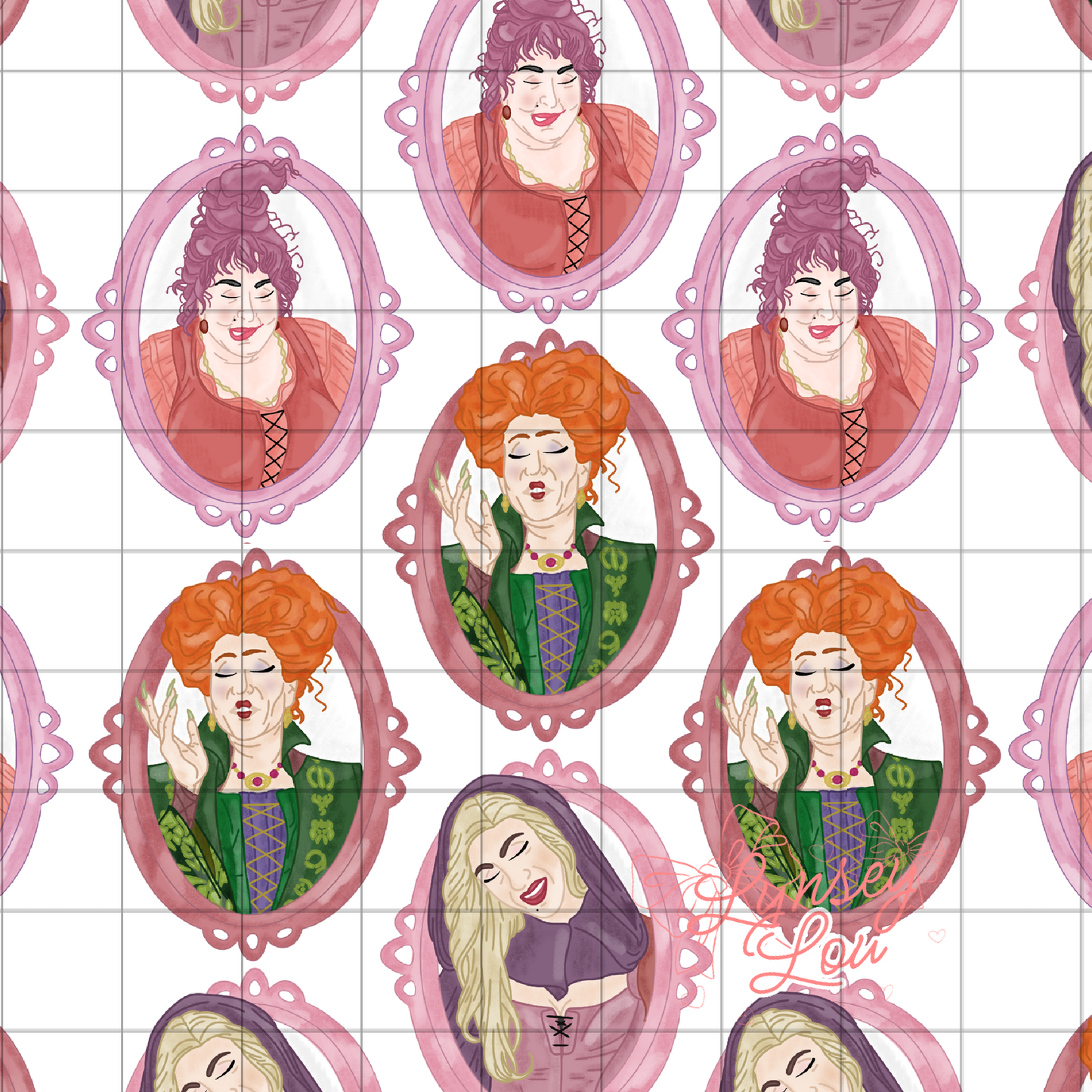 Sanderson Sisters Transparent Seamless Pattern